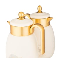 طقم ترامس لوفر 2 قطعة ابيض وذهبي مطفي ( سعة 1 لتر...