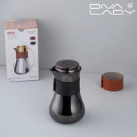 ترمس شاي وقهوة معدن اسود بأطار جلد داخل استيل 350...