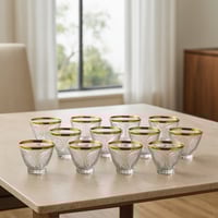 فناجين قهوة سعودي زجاج ذهبي 12 قطعة محجر