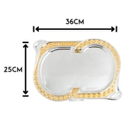 صحن تقديم معدن فضي ذهبي مفرد بيضاوي