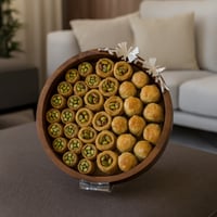 صحن حلا خشب هندي بديكور فراشات فضي