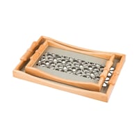 طقم صواني خشب 2 قطعة يد فيونكه ارضية مزخرفة مع طبق...