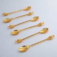 ملاعق شاي معدن ذهبي 6 قطعة ديكور عنقود