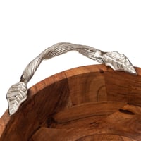 جاط فواكه خشب بيد معدن فضي