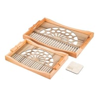 طقم صواني خشب 2 قطعة يد فيونكه ارضية مزخرفة مع طبق...