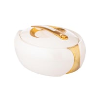 حافظة طعام بيضاوي بيج مع ذهبي 6 لتر