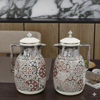 طقم ترامس ريفان قطعتين 1 لتر لون ابيض وفضي بنقشات...