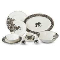 طقم عشاء بورسلان فاخر 40 قطعة مزخرف اسود 6 اشخاص