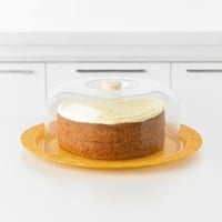 صحن كيك زجاج تركي بغطاء اكريلك