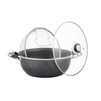 قدر قلي رصاصي مع مصفى وغطاء زجاج مقاوم للحرارة مقا...