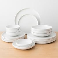 طقم سفرة بورسلان ابيض مدور سادة 16 قطعة فاخر