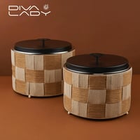 سخان طعام مدور معدن بديكور خيوط كاروهات بغطاء معدن...