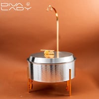 سخان طعام استيل مشخط وذهبي فاخر مدور 6 لتر مع حامل...