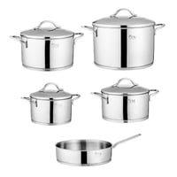 طقم قدور دانية استيل تركي 18/10 استيل لماع 9 قطعة