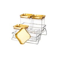 علب سكر وشاي و بهارات اكريلك مع استاند معدن 4 قطعة...