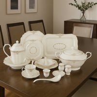 طقم عشاء بورسلان صيني فاخر بنقشات ناعمة 70 قطعة 6...