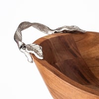 جاط فواكه خشب بيد معدن فضي