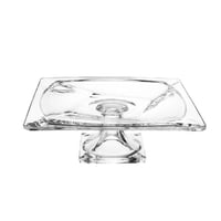 صحن تقديم الحلويات والفواكه زجاج مربع بقاعدة مقاس...