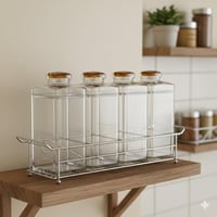 طقم علب بهارات اكريلك شفاف 1 قطعة مع استاند