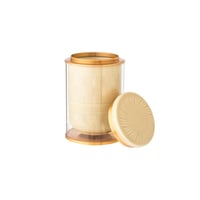 مرطبان زجاج وبورسلان بيج بغطاء معدن ذهبي