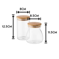 طقم علب سكر وشاي وبهارات زجاج مع استاند خشب