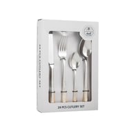 السيف طقم ملاعق خدمة استيل وذهبي 24 قطعة 6 اشخاص