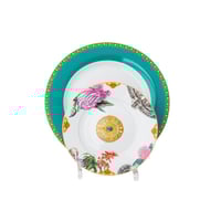 طقم عشاء بورسلان بنقشات ورود تركوازي 28 قطعة 6 اشخ...