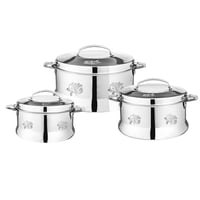 طقم حافظات استيل فاخر حفر ليزر 3 قطعة ( 1-2-3 لتر...