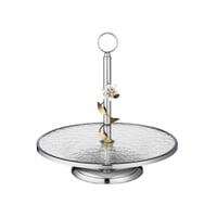 شيالة كيك وحلويات معدن فضي بصحن زجاج مثلج مقاس 35*...