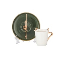 طقم قهوة تركي بورسلان ابيض وزيتي وذهبي اوتانتيك 6...