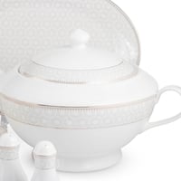 طقم عشاء بورسلان صيني فاخر بنقشات ناعمة 70 قطعة 6...