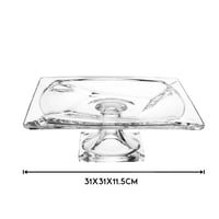 صحن تقديم الحلويات والفواكه زجاج مربع بقاعدة مقاس...