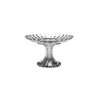 صحن حلاوة زجاج بقاعدة مدور مخطط