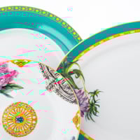 طقم عشاء بورسلان بنقشات ورود تركوازي 28 قطعة 6 اشخ...