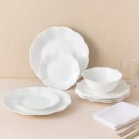 طقم عشاء اركوبال ابيض ناصع وردة 24 قطعة 6 اشخاص