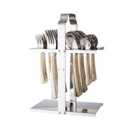 طقم ملاعق خدمة استل وذهبي 24 قطعة مع استاند