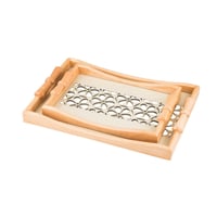 طقم صواني خشب 2 قطعة يد فيونكه ارضية مزخرفة مع طبق...