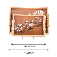 طقم صواني خشب 2 قطعة يد فيونكه ارضية مزخرفة مع طبق...