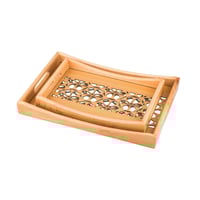 طقم صواني خشب 2 قطعة ارضية مزخرفة مع طبقة عازلة اك...