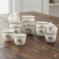 فناجين قهوة لوفر بورسلان ابيض وذهبي 12 قطعة