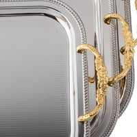 طقم تباسي نيكل بيد ذهبي مستطيل مزخرف ناعم 3 قطع فا...