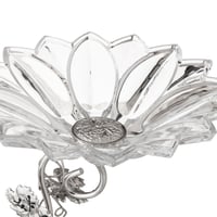 حامل حلاوة معدن ثنائي فضي بصحن زجاجي