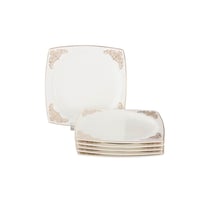 طقم صحون للحلا والفواكه والفطور 6 قطعة بورسلان مرب...