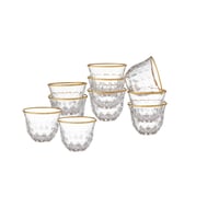 فناجين قهوة سعودي زجاج محجر ذهبي 12 قطعة