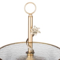 شيالة كيك وحلويات معدن ذهبي بصحن زجاج مثلج مقاس 30...