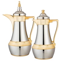 طقم ترامس السلطانة الفاخرة 2 قطعة نيكل وذهبي 1 لتر