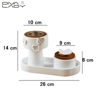 طقم مبخرة جبس مع علبة عود وصحن معدن ابيض