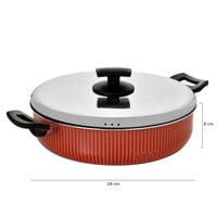 مقلاة نيوفلون بيدين جانبين وغطاء مقاس 28 سم