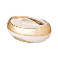 حافظة طعام بيضاوي بيج مع ذهبي 5 لتر