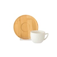 طقم فناجين قهوة تركي بورسلان فاخر ابيض منقوش بصحن...